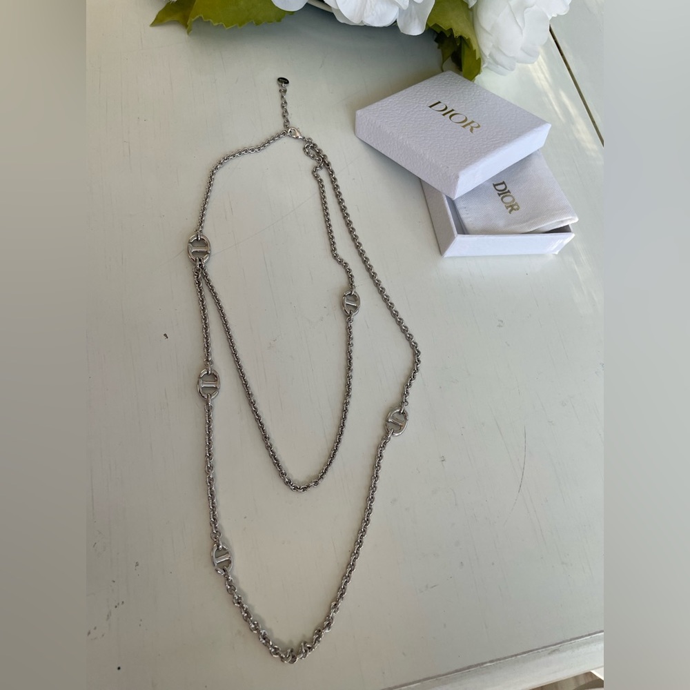 Christian Dior Silver CD Double Layer Chain - Picture 6 of 14